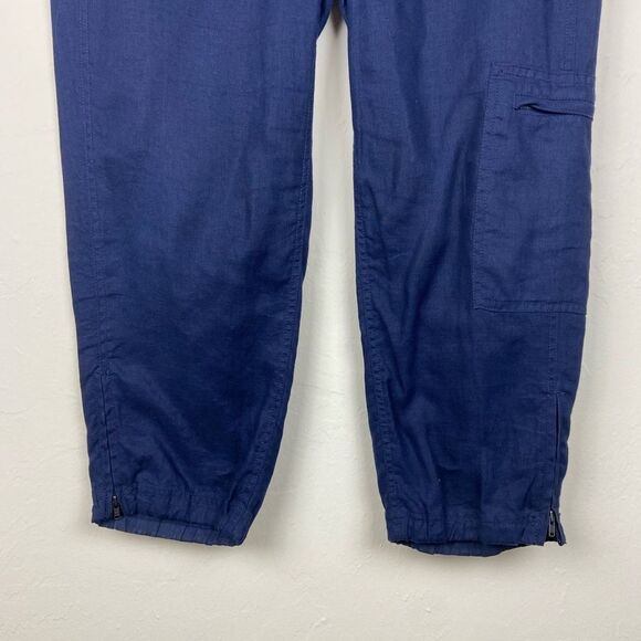 Eileen Fisher Organic Linen Straight Leg Ankle Pant - Navy - Picture 4 of 7